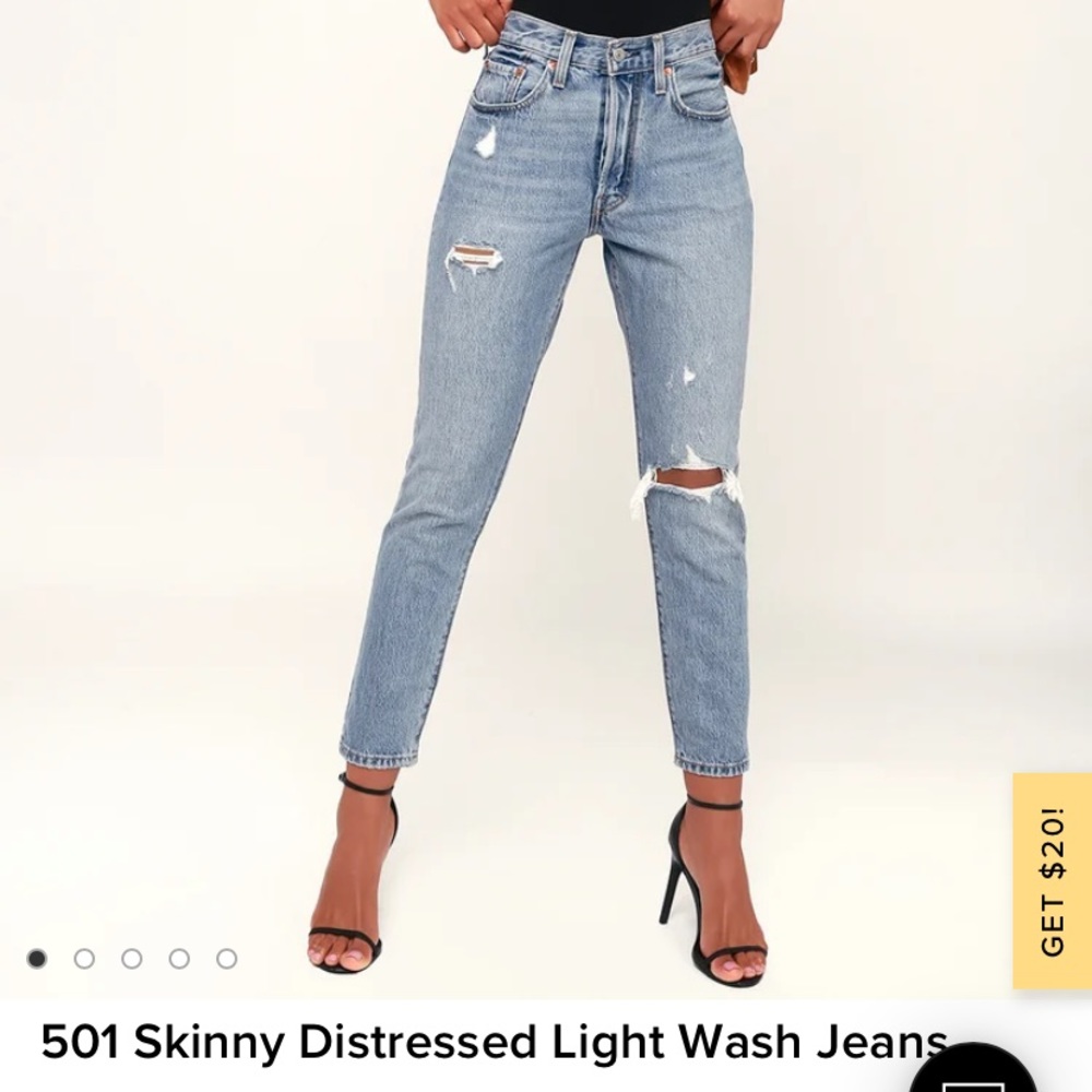 501 Skinny Distressed Light Wash Levi’s Jeans